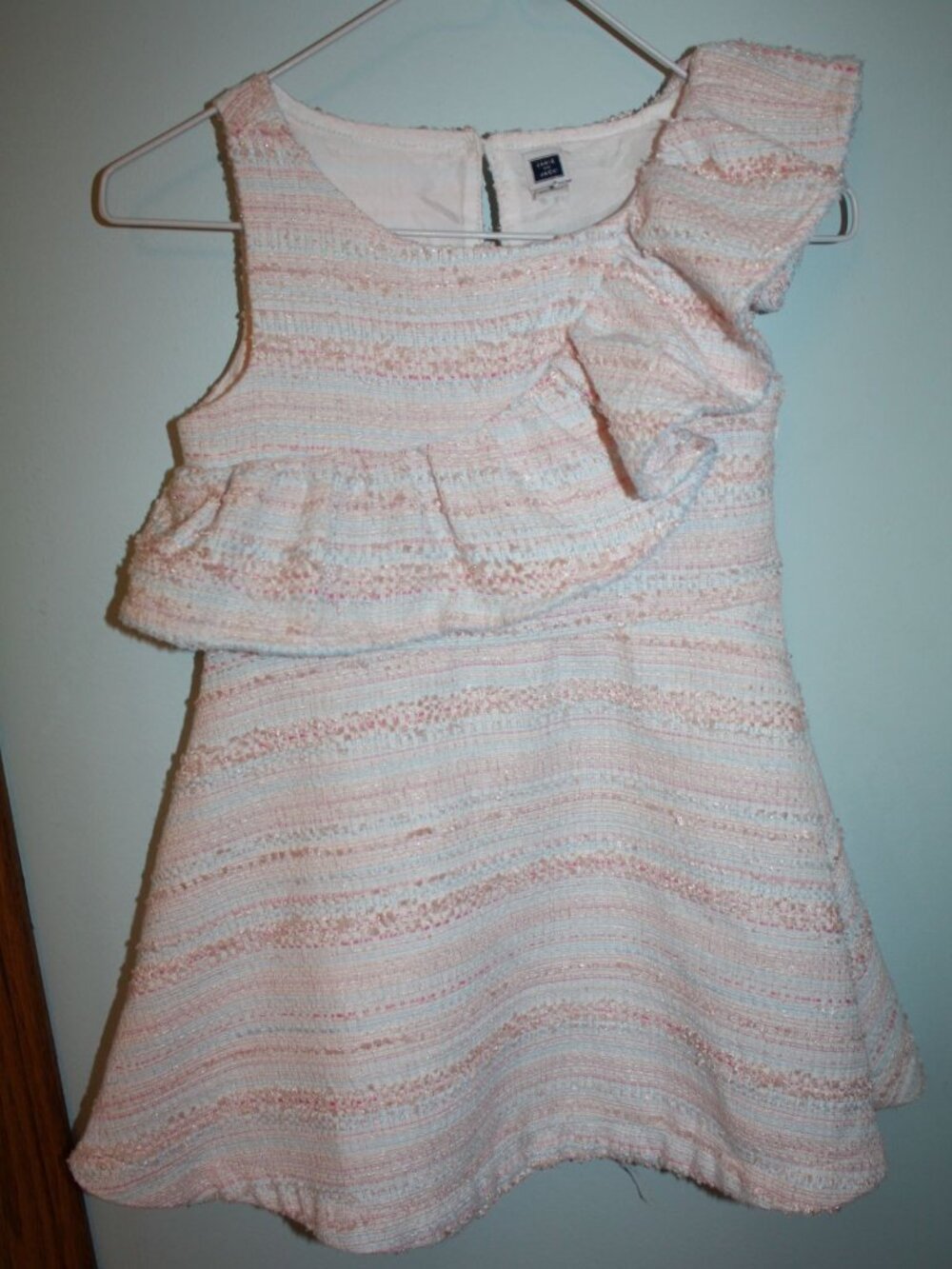 Janie and Jack Size 3 3T Pastel Party All Abloom Boucle Ruffle Pink Lined Dress